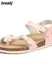 2023 New Summer Beach Cork Sandals Casual Women Outside Non-slip Double Buckle Sandalias