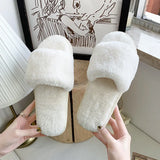 One Word Slippers Female Early Autumn 2023 New Cotton Slippers Home Indoor Fashion Warm Floor Cotton Slippers