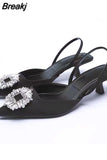 Summer New Rhinestone Pointed Toe Sexy Women Sandals Wear Baotou Set of Feet All-match Banquet Woman Sandals Flat