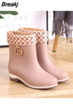 Women Rubber Boots Elegant Short Ankle Rain Boots Fall Autumn Rain Day Waterproof Woman Shoes Rain Boots Women