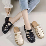 Women Sandals Woman Summer Hollow Out Roman Slippers 2024 New Gladiator Beach Flats Ladies Thick Sole Footwear Zapatos De
