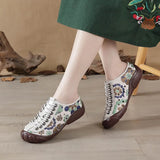 Mother Shoe Hole Hole Front Tie Baotou Deep Mouth Women's Shoes Leather Soft Sole With Wear-Resistant Soft Sole