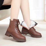 Ankle Boots Woman Winter 2023 Elegant Snow Platform Shoes Ladies Boots Short Leather Botins Free Shipping Large Size