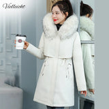 2021 Fashion Long Winter Coat Women Clothing Wool Liner Hooded Parkas Slim With Fur Collar Warm Winter Jacket