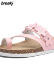 2023 New Women Summer Cork Slippers Casual Slip on Beach Outside Slides Flip Flops