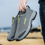 Men's casual shoes, mesh breathable sports shoes, outdoor beach anti-skid men's shoes, flat bottomed casual hiking
