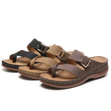 Summer Women Wedges Slippers Med Heel Platform Shoe with Metal Buckle Casual Lady Sandal