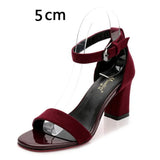 Women 2023 Summer Fashion Sandals Medium High Heel Block Heel Sandals Outdoor Fashion Sandals Women Heels Black Red