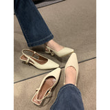 Sandals Stiletto Heels 2023 Women's Clear Shoes All-Match Medium New Closed Pointed Girls Summer Fashion Rubber Rome Basic