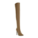 Over the Knee Boots Women 2023 Plus Size 34-49 Men Elastic PU Leather Stiletto Black Sexy Party Thigh High Long