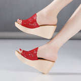 Heel Sandals Slippers Women Wear 2023 Summer New Style Muffin Thick Soles Waterproof Platform Fish Mouth Red High-Heeled