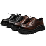 Breakj 2024 New Platform Derby Shoes Block Casual Shoes British Port Wind Leather Shoes Niche Fashion Premium