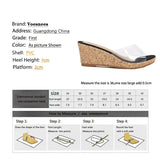 Summer New Mid-heeled 6.5CM Transparent Sequined Slippers Women Platform Sole Wedges Sandals Women Comfortable Beach