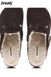 2023 New Buckle Cork Slipper Casual Women Solid Color Plush Inside Outside Non-slip Closed Toe