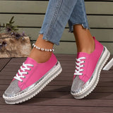 Breakj Spring And Autumn New Water Drill Thick Plate Shoes In Front Of The Lace With Lazy Shoes Large-Size Single Shoes Casual Lefu