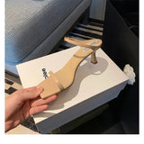 New Summer High Heel Women Slippers Sexy Square Toe Ladies Slip On Slides Outdoor Sandals Shoes Zapatos