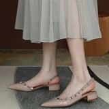 Breakj Summer New Rivet With Buckle And Spring Bag Head Pointed Thick Helied Willow Shoes Sandals Women