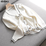 white black solid Sweater cardigans jacket ladies new women thick sweater coat v-neck cardigan jacket coat
