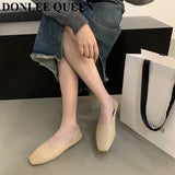 Shoes Women Female Ballet Square Toe Flat Heels Brand Shoes Slip On Casual Loafers Soft Moccasins Female Zapatillas