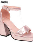Platform Chunky Heels 2023 Summer Woman Sandals Great Quality Lady Office Sexy Party Woman Wedding Shoes