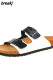 2023 New Summer Beach Cork Slippers Casual Double Buckle Non-slip Clogs Slides Women Slip on Flip Flop
