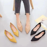 Pointed Toe Ballet Flats Women Spring Autumn Low Slip on Comfortable Mules Soft Mesh Flat Knitted Dress Shoes Ladies