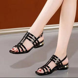 Heel Thick Heel PU Sandals Oak Flat Low Heel High Heel Sandals Slippers Women's Single Shoes Shoes Women's Casual Sports
