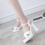 Toe Rhinestone Platform Shoes Ladies 2021 Summer Elegant Office Party High Heels Gladiator Sandals Plus Size