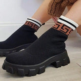 Woman Boots Knitted Sock Boots Women's Thick-soled Short Tube Breathable Plus Size 43 Boots Platform Booties