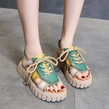 Sandals Female Shoe 2023 Women's Buckle Strap Muffins shoe Gladiator Girls Retro Fashion New Beige Flat Summer