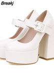 Big Size 43 Brand New Great Quality Block High Heel Chunky Platform Shoes Spring Summer Sexy Goth Mary Jane Footwear