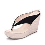Queen Platform Wedges Flip Flops High Heels Slippers White Beach Sandals Bohemia