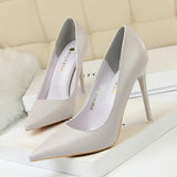 Breakj Korean Version Of Fashion Simple And Versatile Women's Shoes Fine Heel High Heel Shallow Mouth Pointed Professional OL Show Thin Women's Single