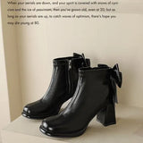 High Heels Ankle Boots for Women Back Bowtie Thin Short Sock Botas Autumn Winter Ladies Casual Punk Party