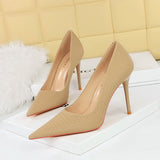 Breakj Korean Version Of Fashion Delicate Show Thin And Sweet High-Heeled Shoes With Super High Heel Shallow Mouth Pointed Single Shoes Women's