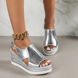 Breakj Fashion Plus-Size Word-Line Muffin Platform Beach Sandal