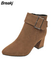 New Fashion Women's Ankle Boots Zipper Chinese Square High Heels Platform Ladies Buckle Shoes Women's Shoes
