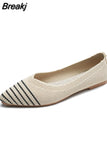 Fashion Slip on Mesh Loafers Breathable Stretch Ballet Shallow Flat Elegant Women Soft Bottom Pointed Toe Boat Shoes
