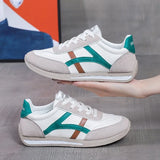 new autumn and winter leather leisure sports running shoes, versatile soft bottom breathable small white shoes
