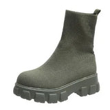 New Women's Boots Couple Socks Shoes Women's New Thick-soled Casual Knitted Short Boots Women's Thick