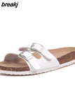 2023 New Summer Cork Slippers Women Casual Solid Color Flip Flops Holiday Beach Outside Slides