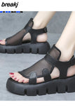Toe Platform Heel Women Sandals Summer Shoes New Black Wedge Heel Sandals Women Summer Breathable High Quality