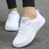 Women 2022 Multicolor Mesh Lightweight Outdoor Shoes Ladies Flat Lace-up Round Toe Sneakers For Women Walking
