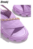 Flat Summer Sandals Chain Fashion Shoes Casual Comfort Sandals Shoes for Women Platform Sandals Open Toe Shoes