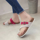 Outside Buckle Cork Slipper New Women Summer Mixed Color Casual Beach Slip on Flip Flops Slides