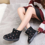Cute Shoes Women Boots Shoes Winter Boots Snow Booties Black Platform Shoes Ankle Boots Plush Warm