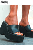 2023 Summer Chunky Platform Woman Mules Shoes Slides Platform Wedges Leisure Comfy Outdoor Slippers Woman Beach