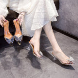 Summer New Rhinestone Butterfly Clasp Fashion High Heels Sandals for