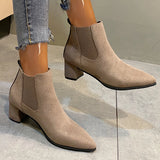Autumn Winter Women Boots Pointed Toe Slip on Female Ankle Booties Fashion Simple Low Heel Short Chelsea Boots Botas