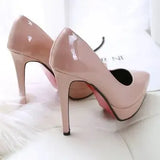 Womens Pumps European American Style Shallow Mouth Sexy Platform High Heels Stiletto Single Shoes Red Wedding